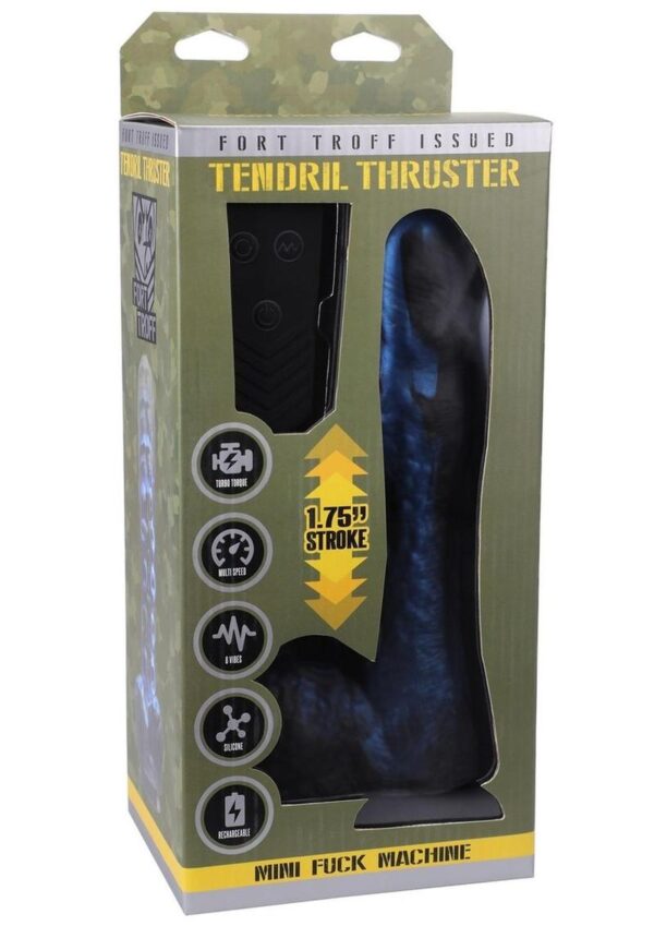 Fort Troff`s Tendrill Thruster Rechargeable Silicone Mini Machine Dildo - Blue