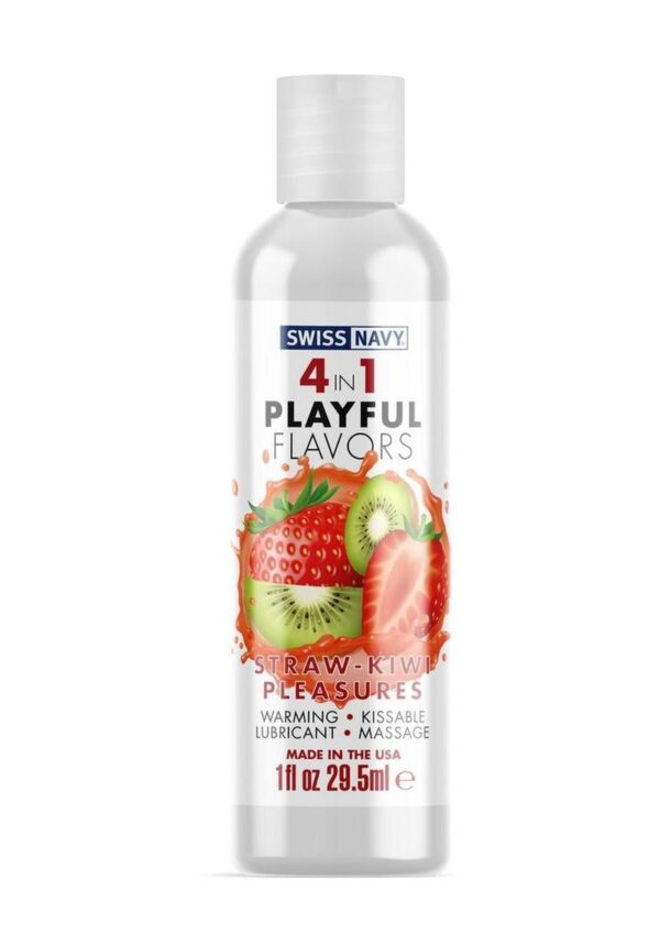 Swiss Nevy 4 In 1 Flavored Lubricant 1oz - Strawberry/Kiwi Pleasure