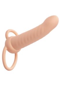 Performance Maxx Rechargeable Silicone Ribbed Dual Penetrator Extender - Vanilla