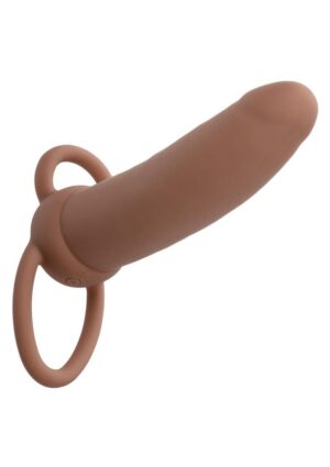 Performance Maxx Rechargeable Silicone Thick Dual Penetrator Extender - Chocolate
