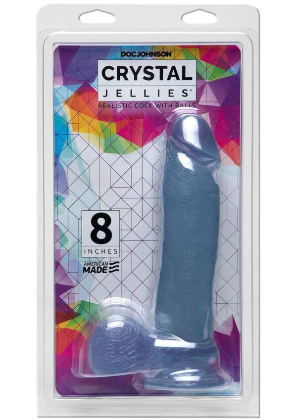 Crystal Jellies Dildo with Balls 8in - Clear