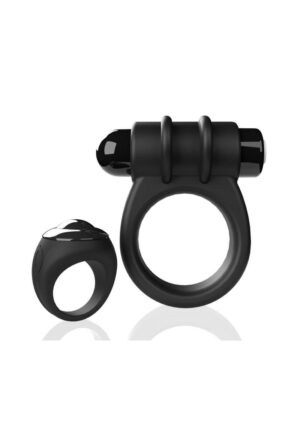 Screaming O Switch Remote Controlled Silicone Rechargeable Vibrating Ring - Black