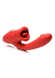 Lickgasm Deep Kiss Kissing Rechargeable Silicone Rabbit Vibrator - Red