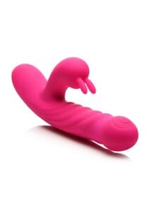 Bang! Thrusting and Vibrating Rechargeable Silicone Rabbit Vibrator - Pink