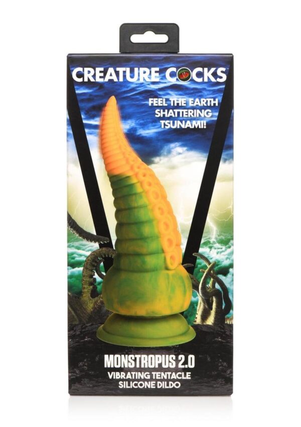 Creature Cocks Monstropus 2.0 Vibrating Tentacle Rechargeable Silicone Dildo - Yellow/Green