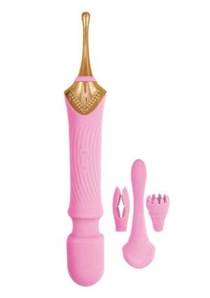 Goddess Pink Elegance Rechargeable Silicone Duel End Massager - Pink