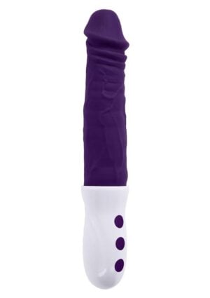 Plum Thrust Rechargeable Silicone Dildo - Purple/White