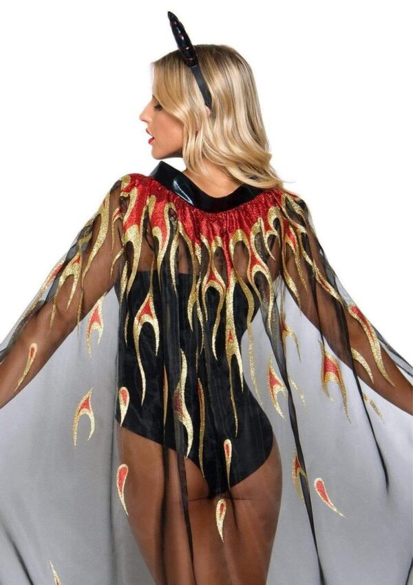 Leg Avenue Sheer glitter Flame Devil Cape and Devil Horns (2 Piece) - O/S - Black