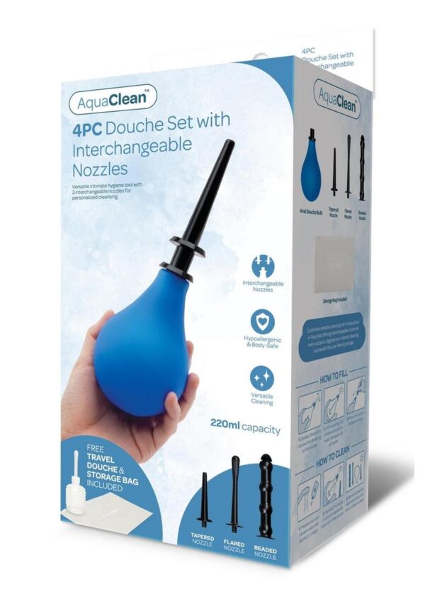 AquaClean 220ML Douche with Interchangeable Nozzle (4 Piece) - Blue/Black