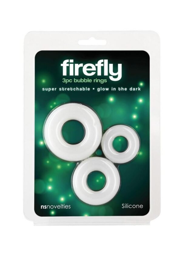 Firefly Bubble Ring Glow in The Dark Cock Ring Set (3 pieces) - White