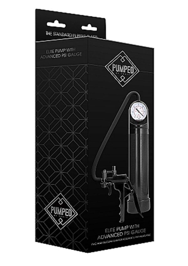 Pumped By Shots Elite Penis Pump with Advanced PSI Gauge - Black