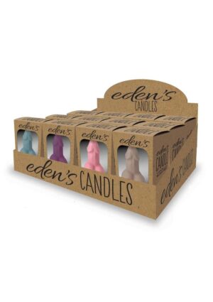 Eden`s Candle Vanilla Scented Penis - (12 per Display) - Assorted Colors