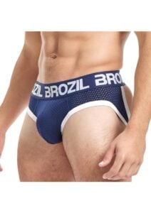 Brozil Ultra Sports Mesh Bulge Brief - Small/Medium - Navy Blue