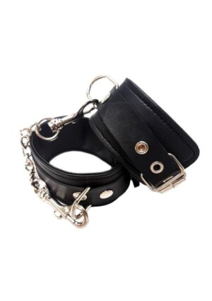 Fetish Play Wrist Cuffs Vegan Leather - Black