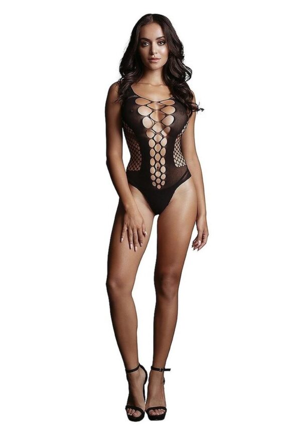 Le Desir Contrast Fence Net Teddy - O/S - Black