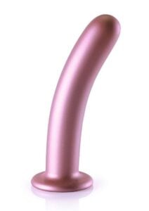 Ouch! Smooth G-Spot Silicone Dildo 7in - Metallic Rose Gold