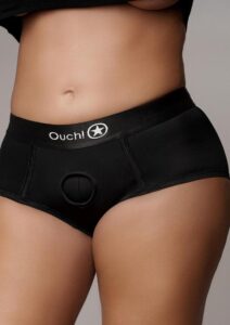 Ouch! Vibrating Strap-On Brief Rechargeable - XL/2XL - Black