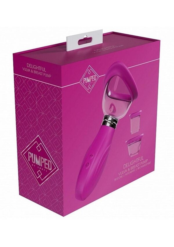 Pumped Delightful Automatic 5 Speed Silicone Rechargeable Vulva Clitoral Nipple and Breast Pump - Pink