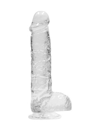 RealRock Crystal Clear Dildo with Balls 6in - Clear