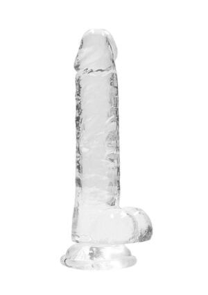 RealRock Crystal Clear Dildo with Balls 7in - Clear