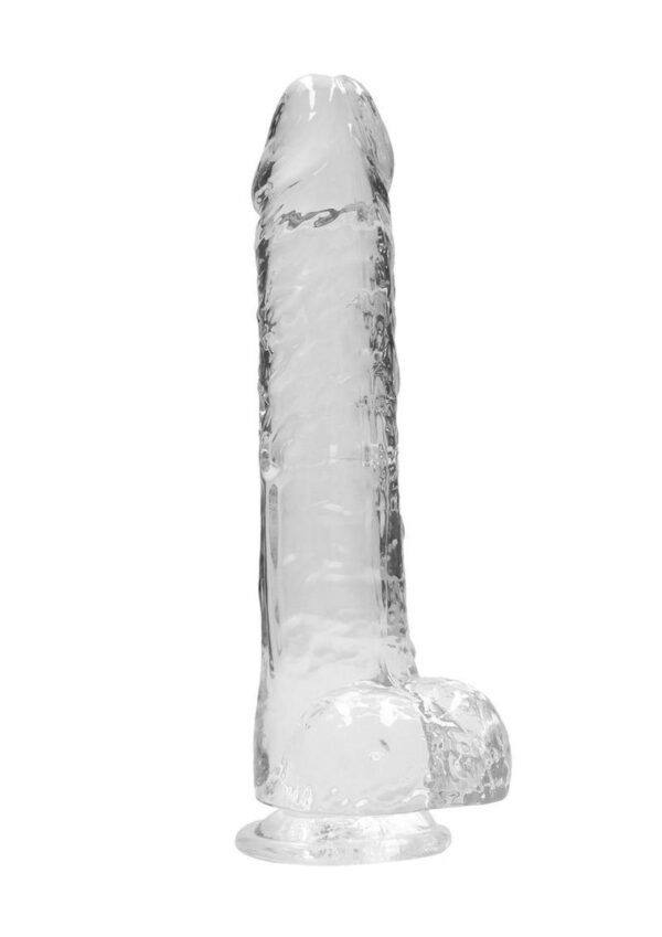 RealRock Crystal Clear Dildo with Balls 9in - Clear