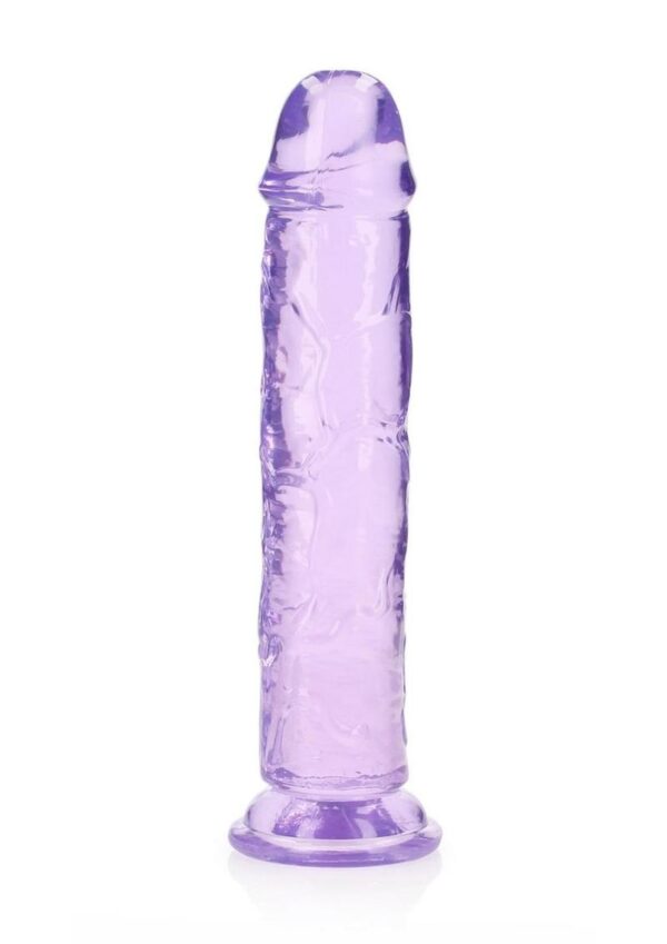 RealRock Crystal Clear Straight No Balls Dildo 10in - Purple