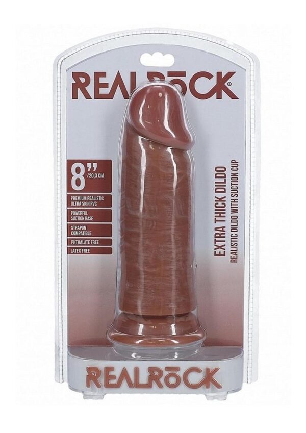 RealRock Ultra Realistic Skin Extra Thick No Balls 8in - Caramel