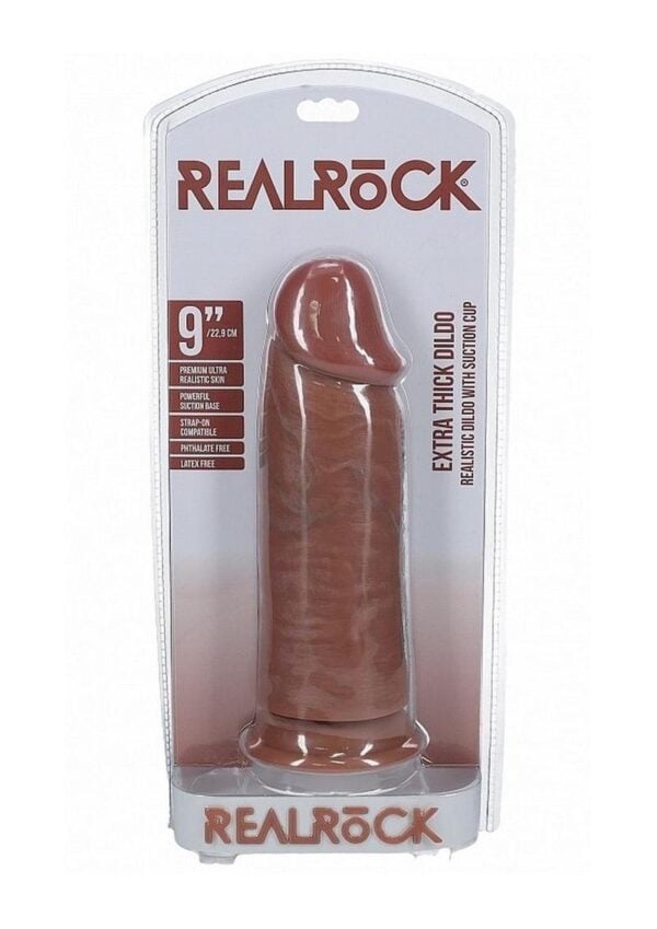 RealRock Ultra Realistic Skin Extra Thick No Balls 9in - Caramel