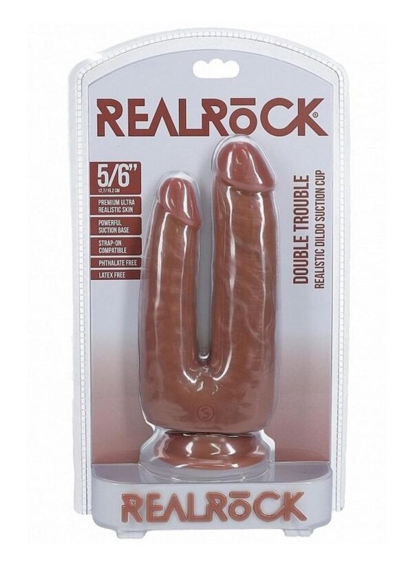 RealRock Ultra Realistic Skin Double Trouble 5in/6in - Caramel