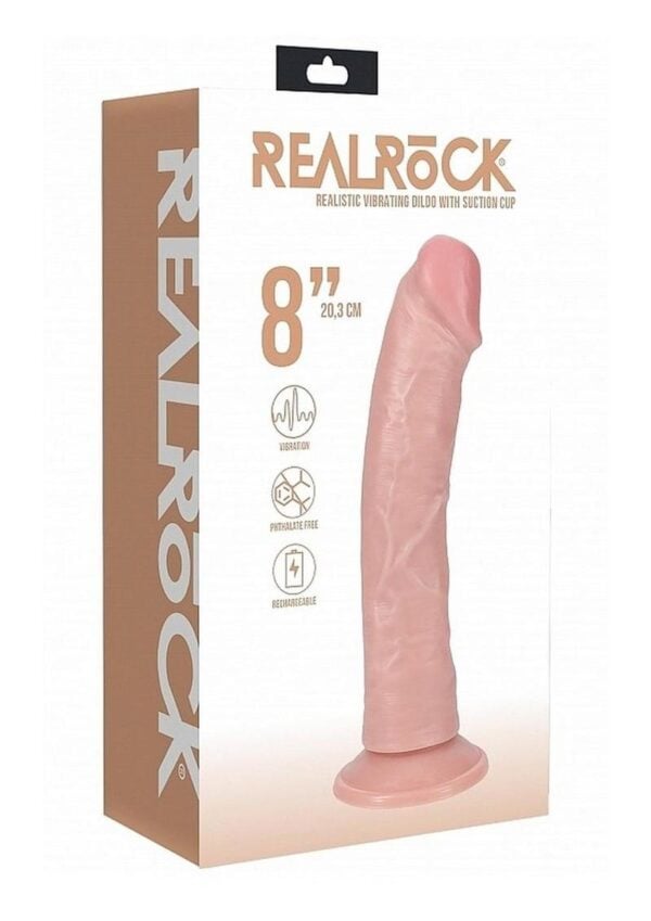 RealRock Vibrating Cock Regular Curved 8in - Vanilla