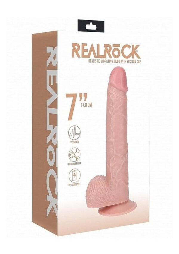 RealRock Vibrating Cock with Balls Regular Straight 7in - Vanilla