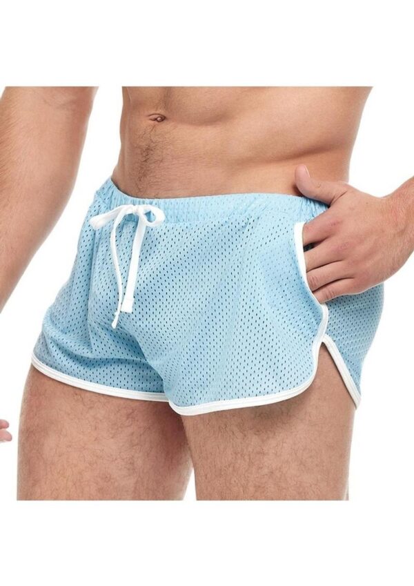 Goal Line Side Split Mesh Booty Shorts - Large/XLarge - Blue