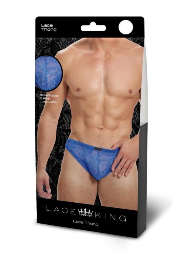 Lace King Lace Thong - Small/Medium - Blue