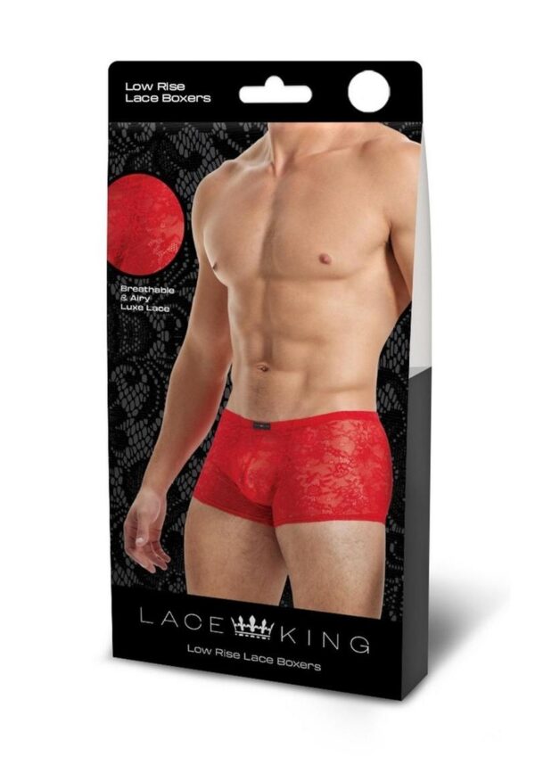 Lace King Lace Boxers - Small/Medium - Red