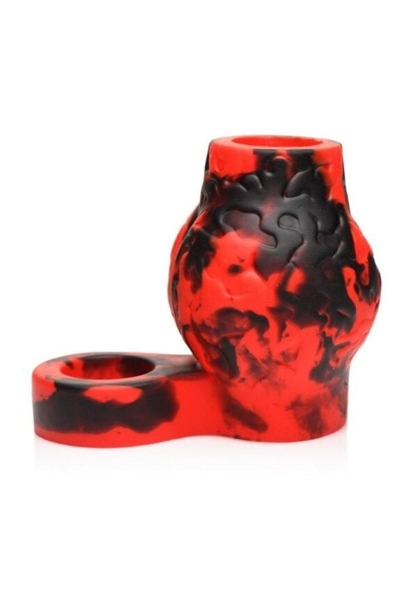 Creature Cocks Hell Hound Silicone Penis Sleeve and Ball Stretcher - Large - Red/Black