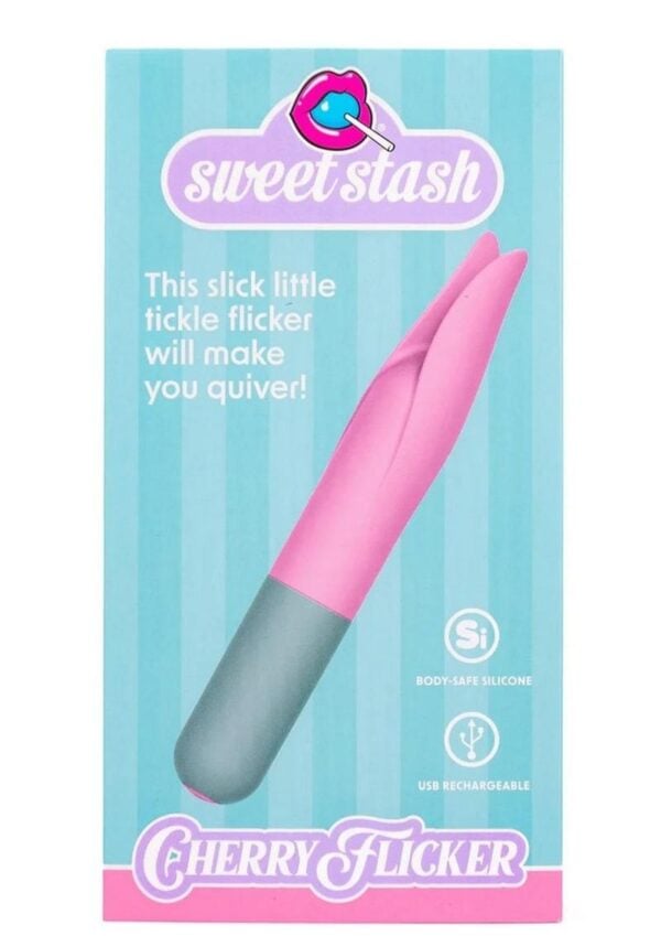 Rock Candy Cherry Flicker Rechargeable Silicone Tickler - Pink/Gray