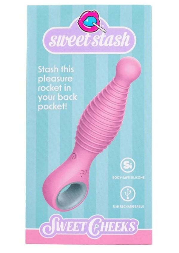 Rock Candy Sweet Cheeks Rechargeable Silicone Anal Vibrator - Pink/Gray