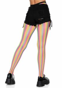 Leg Avenue Neon Rainbow Striped Fishnet Pantyhose - O/S - Multicolor