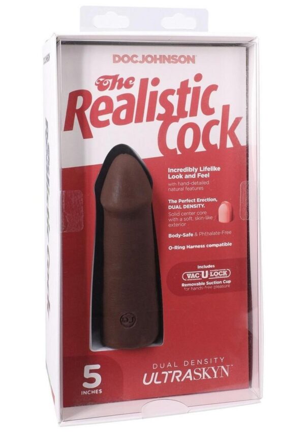 The Realistic Cock Ultraskyn Removable Vac-U-Lock Suction Cup 5in - Chocolate