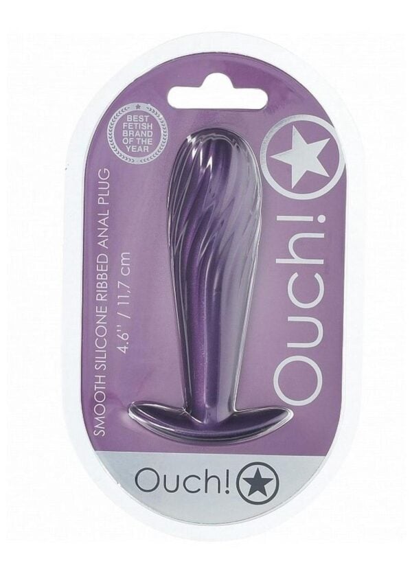 Ouch! Ribbed Anal Plug Silicone - Metallic Purple