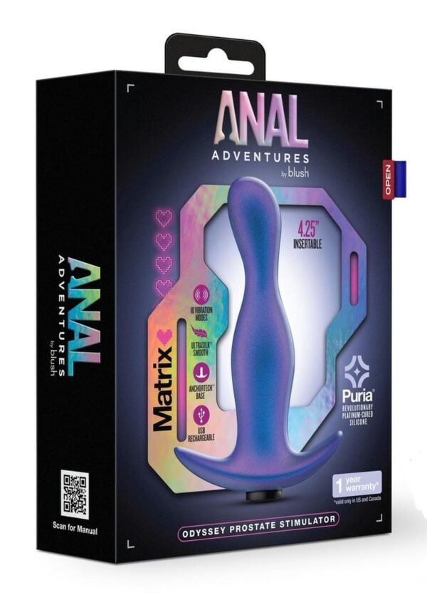 Anal Adventures Matrix Odyssey Prostate Silicone Rechargeable Stimulator - Space Age Blue