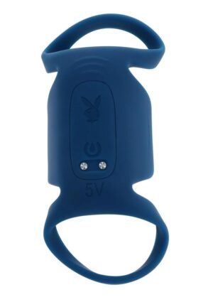 Playboy Jet Pack Rechargeable Silicone Double Ring Penis Vibrator - Blue