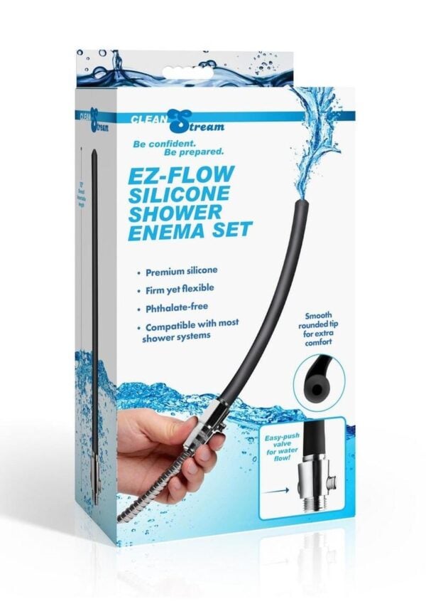 EZ-Flow Silicone Shower Enema Set - Black/Silver