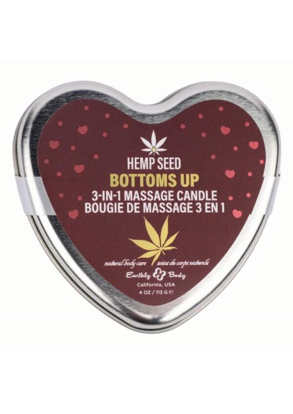 Hemp Seed 3-in-1 Valentines 2025 Massage Candle Bottom`s Up 4.7oz