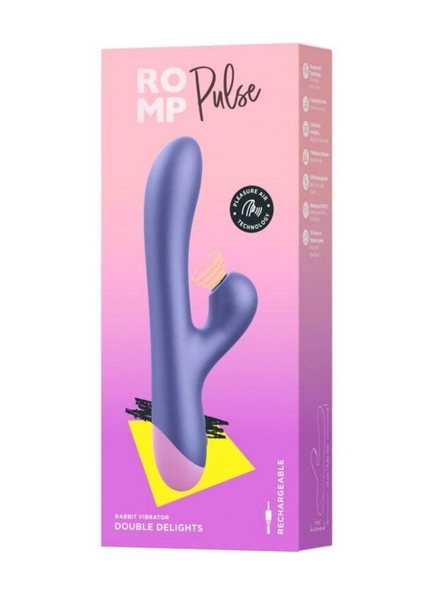 Romp Pulse Rechargeable Silicone Rabbit Vibrator with Pleasure Air - Purple/Pink