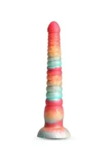 Colours Stacked Silicone Dildo 9in - Red/Gold