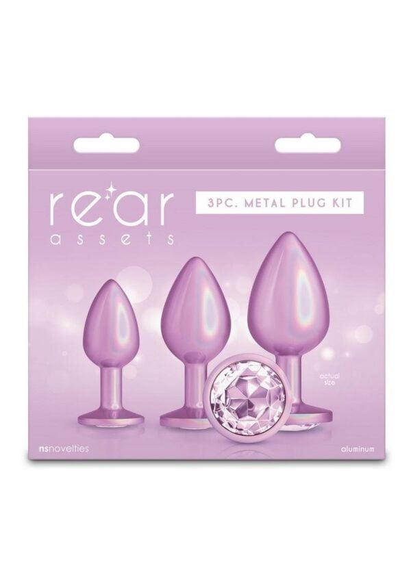 Rear Assets Trainer Chrome Plated Anal Plugs Kit (3pc Set) - Iridescent Pink