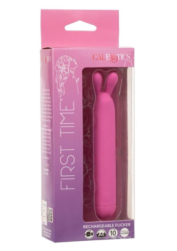 First Time Rechargeable Silicone Flicker Rabbit Vibrator - Pink