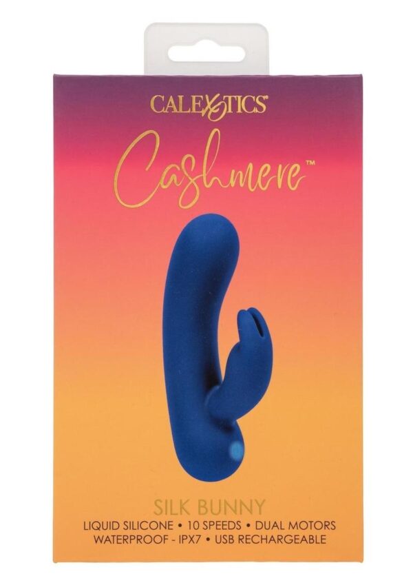 Cashmere Silk Bunny Rechargeable Silicone Rabbit Vibrator - Blue