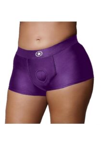 Ouch! Vibrating Strap-On Boxer Rechargeable - XL/2XL - Purple